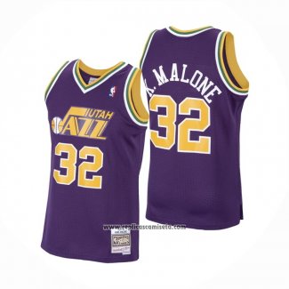 Camiseta Utah Jazz Karl Malone #32 Mitchell & Ness 1991-92 Violeta